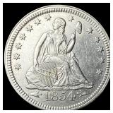 1854 Arrows Seated Liberty Quarter CLOSELY  UNCIR