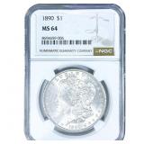 1890 Morgan Silver Dollar NGC MS64