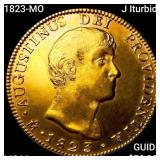 1823-MO J Iturbide Mexico Gold 8 Escudos CHOICE BU