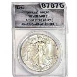1987 Silver Eagle ANACS MS70