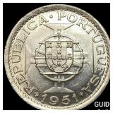1951 Saint Thomas/Prince Island Silver 10 Escudos