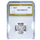 1917 Mercury Silver Dime PGA MS64 FB