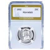 1932 Washington Silver Quarter PGA MS65