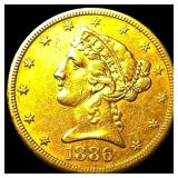 1886-S Gold $5 Half Eagle CLOSELY  UNCIRCULATED