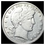 1911 Silver Barber Half Dollar CLOSELY  UNCIRCULA