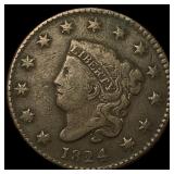 1824 Coronet Head Large Cent LIGHTLY  CIRCULATED