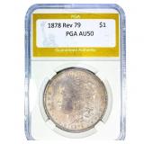 1878 Rev 79 Morgan Silver Dollar PGA AU50