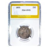 1855 Seated Liberty Quarter PGA XF45