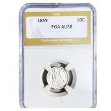 1859 Seated Liberty Dime PGA AU58