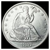 1857 Silver Seated Liberty Half Dollar  CLOSELY U