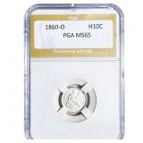 1860-O Seated Liberty Half Dime PGA MS65