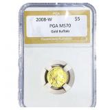2008-W 1/10oz $5 Gold Buffalo PGA MS70