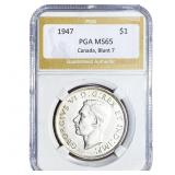 1947 Canada Silver Dollar PGA MS65 Blunt 7