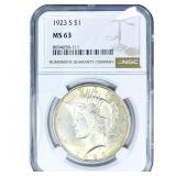 1923-S Silver Peace Dollar NGC MS63