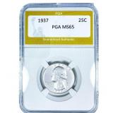 1937 Washington Silver Quarter PGA MS65