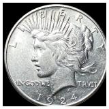 1924-S Silver Peace Dollar CHOICE AU