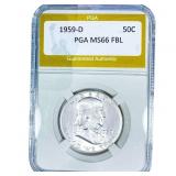 1959-D Franklin Half Dollar PGA MS66 FBL