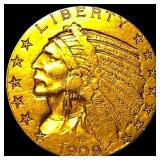 1909 Indian Head Half Eagle $5 Gold CLOSELY UNCIRC