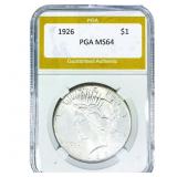 1926 Silver Peace Dollar PGA MS64