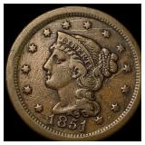 1851 Braided Hair Large Cent NEARLY  UNCIRCULATED