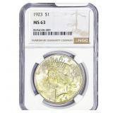 1923 Silver Peace Dollar NGC MS63