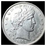 1908-O Silver Barber Half Dollar CHOICE AU