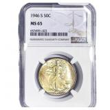 1946-S Walking Liberty Half Dollar NGC MS65