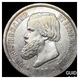 1869 Brazil Silver 1,000 Reis