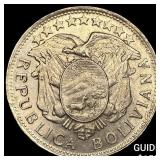 1901 Bolivia Silver 50 Centavos