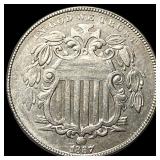 1867 Shield Nickel CLOSELY UNCIRCULATED