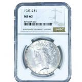 1923-S Silver Peace Dollar NGC MS63