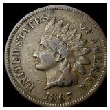 1867 Indian Head Cent ABOUT UNCIRCULATED