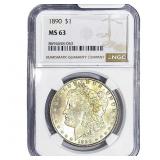 1890 Morgan Silver Dollar NGC MS63
