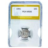 1941 Mercury Silver Dime PGA MS66