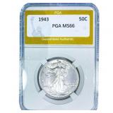 1943 Walking Liberty Half Dollar PGA MS66