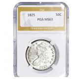 1825 Capped Bust Half Dollar PGA MS63+