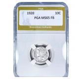 1920 Mercury Silver Dime PGA MS65 FB