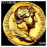 117-138 AD Hedrian Gold Auerius CHOICE BU