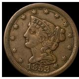 1853 Braided Hair Half Cent LIGHTLY  CIRCULATED