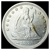 1873 Arrows Seated Liberty Quarter CLOSELY UNCIRCU