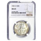 1941-D Walking Liberty Half Dollar NGC MS65