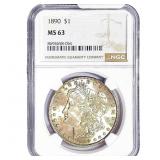 1890 Morgan Silver Dollar NGC MS63
