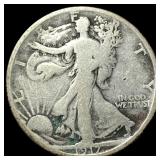 1917-S Silver Walking Liberty Half Dollar  NEARLY