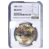 1881-O Morgan Silver Dollar NGC MS63 PL