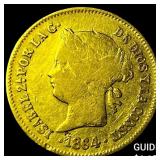 1864 Philippines Gold 1 Peso .0476oz AGW