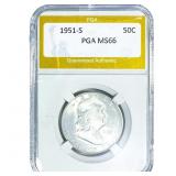 1951-S Franklin Half Dollar PGA MS66