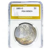 1885-O Morgan Silver Dollar PGA MS63+