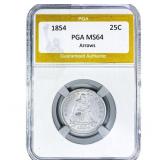 1854 Seated Liberty Quarter PGA MS64 Arrows