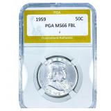 1959 Franklin Half Dollar PGA MS66 FBL