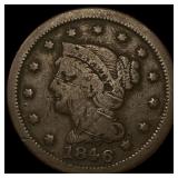 1846 Braided Hair Large Cent LIGHTLY  CIRCULATED
